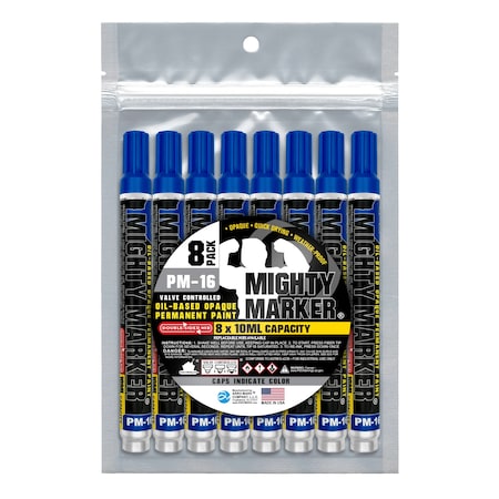 Mighty Marker PM-16 Bullet Tip, Blue Color Family, 8PK 08216